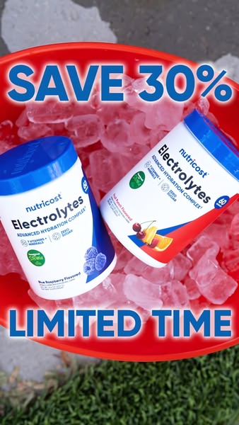 electrolyte powder, hydration supplement, sports drink mix, electrolyte drink, workout supplement, fitness nutrition, hydration powder, limited time deal, sale promotion, lifestyle, energetic, bold, red, blue